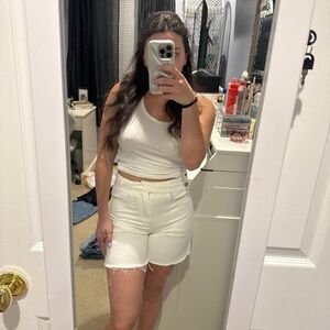 Women's White High-Rise Denim Shorts
